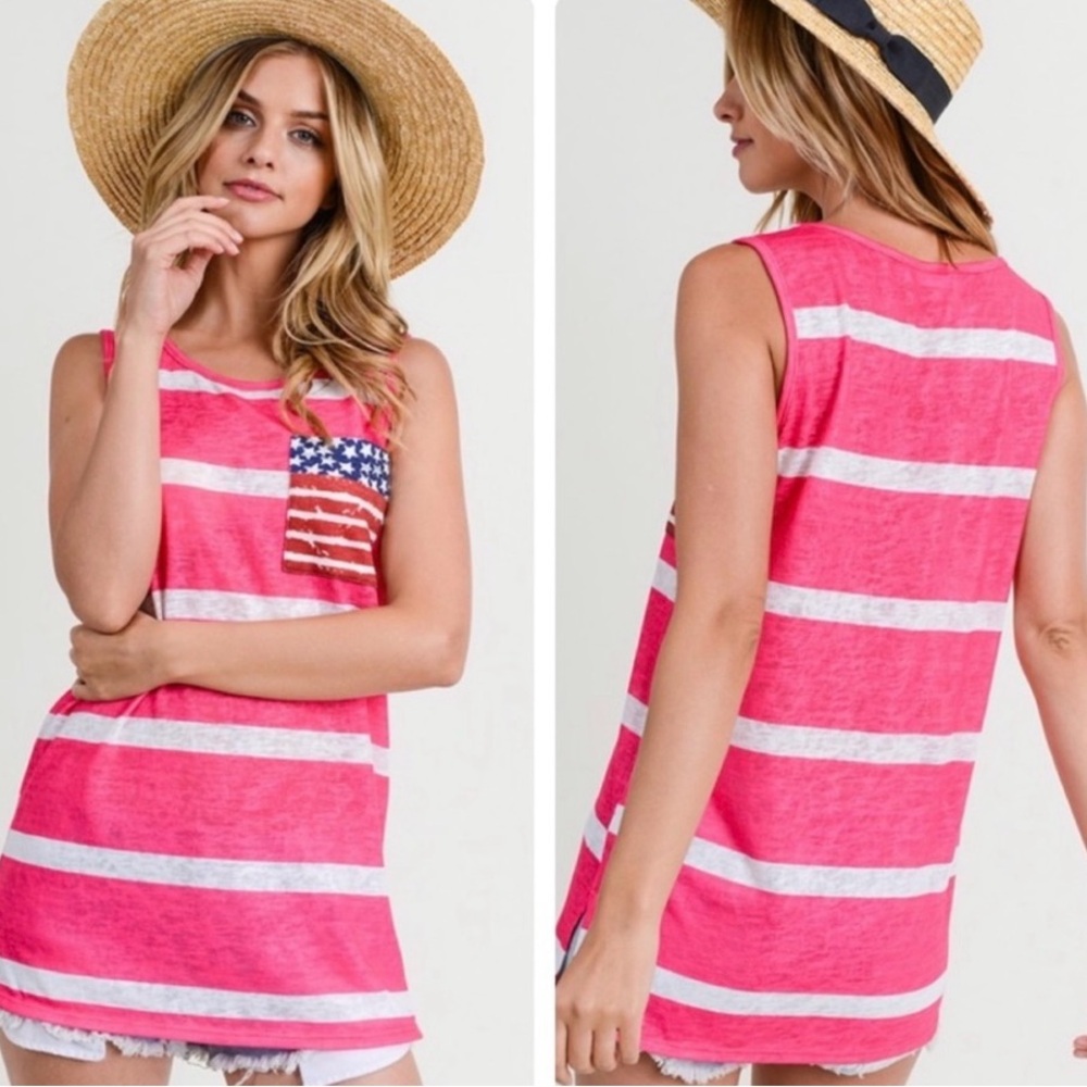 First Love Sleeveless Patriotic Stripe Top